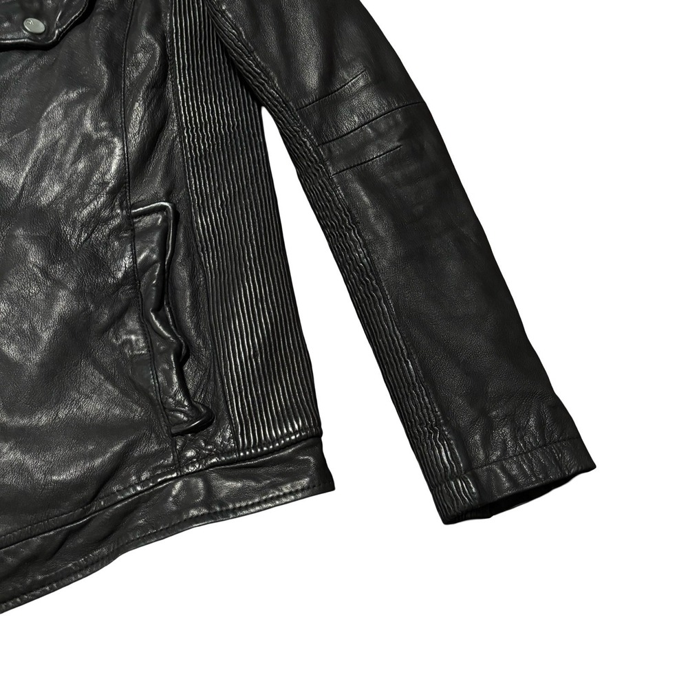 Rogue State Soft Lamb Leather Moto Biker Men Jacket Slim Small 21 x 26 *DAMAGE* - Picture 5 of 11